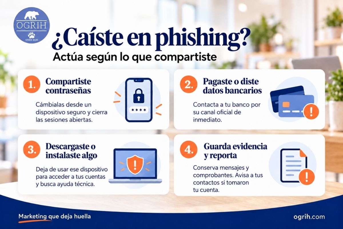 Guía de acciones según los datos compartidos o el acceso concedido durante un fraude.